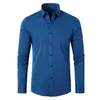 Camisas casuais masculinas 6xl primavera e outono camisa masculina moda sem ferro equipado luxo sólido mangas grandes lenços elásticos