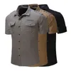 Mäns casual skjortor Mens Tactical Shirts Summer Work Cargo Shirts snabba torra casual skjortor utomhus armé militära skjortor kort ärm topp man kläder 230321
