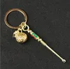 Mässing Copper Color Metal Earpick Dab Dabber Röker Tillbehör Verktyg 7 Typer Ear Pick Spoon Keychain Key Ring Shovel Wax Scoophookah