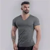 T-shirts pour hommes Marque T-shirt en coton d'été Hommes Col en V Design de mode Slim Fit Soild Sports T-shirts Homme Tops Tees T-shirt à manches courtes pour hommes 230321