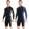 Wetsuits Drysuits 1,5 mm Neoprene Shorty Mens Wetsuit UV -Proof Front Zip Lycra Longeple Dyking Suit for Underwater Snorkling Swimming Surfing 230320