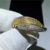 Bröllopsringar lyxiga smycken silve 925 trippelcirklar guld/rosguld/silver ring tre färger pave cz kvinnor finger gåvawedding brit22