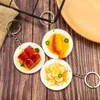 Keychains 3D Emulation DeliCays Chinese Food Braised Pork Meat Egg Fish PVC Harts Keychain Rolig ryggsäck Purse Dangle Pendant Smycken