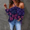 Kadın bluzları yaz kadınlar omuz yular bluz gradyan basılı gevşek gömlekler seksi zarif bayanlar üst boyutlu kazak fırfırları
