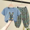 Kläder sätter barn set pojke tjej kläder sommar kostym baby söt bomull thirt byxor småbarn loungewear mjuk träning 2 10y 230321