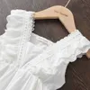 Girl's Dresses Bear Leader Kids Girls Dresses 2023 New Summer Lace Princess Dresses Children Solid color Clothing Baby Wedding Party Vestidos W0314