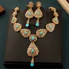 Conjuntos de joyería de boda, collar de gota de agua, conjunto de pendientes para mujer, bisutería nupcial chapada en oro verde marroquí 230321