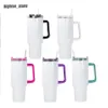 New 40oz sublimation stainless steel tumbler with colorful handle lid straw big capacity beer mug water bottle outdoor camping cup vacuum insulated tumblers by air