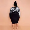 Plus size jurken Somo Spring kleding Sexy V Neck Women Hip Wrap Fashion Gedrukte midi -jurk Groothandel dropshipping 230307