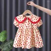 Girl Dresses Summer Clothes Girls Dress Puff Sleeve Cute Bow And Heart Printed Cotton Short Toddler Kids Vestidos