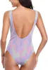 Stroje kąpielowe jednoczęściowe garnitury Women Swimsuit 2023 Seksowne stroje kąpielowe nastolatki dziewczyny Kontrola brzucha różowy fioletowy wzór geometryczny kamuflaż