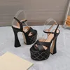 Brand Designer Sandals Women Platform Stud sandals Interlocking Embossed Mules Mini Waterproof Shoes Ankle Strap Chunky High Heels