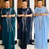 Vêtements ethniques robe en mousseline de soie africaine femmes creux manches chauve-souris été Boubou Robes casual bâton diamants longs