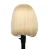 Mettre en évidence les cheveux humains court Bob perruques miel blond brun fermeture brésilienne synthétique avant de lacet perruque pour les femmes