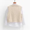 Kamizelki damskie bez rękawów V Krótki sweter kamizelki Kobiety wiosna koreańska moda w stylu preppy upadek pullover fempand z dzianiny górnej odzieży wierzchniej 230322