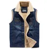 Men's Vests Fashion Denim Jacket Vest Men Casual Loose Autumn Winter Thicken Warm Waistcoat Sleeveless Jean Coat Flocking Cowboy Gilets Male