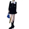 Casual Dresses Fashion Street Retro Doll Collar Short Skirt Female Spring And Autumn Sweet Girl Sexy Little Black Long-sleeved Dress