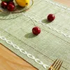 Bordslöpare Rustic Linen Table Runner med handgjorda TASSEL HUMSTitched Brodery Farmhouse Style Runners för fest och matsal 230322