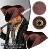 Bérets marron en détresse Pirate Tricorne chapeau mascarade fête hommes femmes Faux cuir Costume accessoires chapeaux