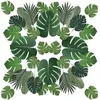 Decorative Flowers Artificial Tropical Palm Leaves Green Gold Plant Jungle Party Decoration Summer Wedding Birthday Table Setting