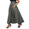 Юбки с высокой талией плиссированные длинные юбки Женские винтажные флакрасные полные юбки свинг -атласное платье 230322