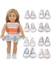 Puppenzubehör Leinwandstoff 7 cm Schuhe für 18 Zoll amerikanische und 43 cm geborene Babykleidung unserer Generation Mädchen 230322