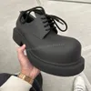 Kleidschuhe Männer Big Toe Schnürstiefel Schwarzes Leder Gummi Sportliche Plattform Erhöhter niedriger Absatz Injektion Street Style Plus Size Loafer 230321