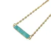 Pendant Necklaces 2023 Jewelry Natural Turquoise Stone Long Rectangle Chain Necklace Howlite Choker Charms For Making
