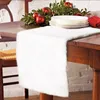 Biegacz stołowy 1 szt. Świąteczny styl stołowy biały pluszowy stół