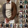 Men's Polos Long Sleeve Cheer Shirt Men Casual Autumn Winter Turndown Neck Printed Tee Top Blouse Active