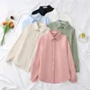 Women's T Shirts Casual Women Solid Cotton Shirt 2023 Spring Girl T-Shirt Loose Long Sleeve Cloths Classic Business Office Top Blouse XXL