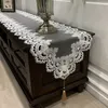 Table Runner Oval Coffee Table Runner Embroidered TV Cabinet Tablecloth Lace Pendant Tassel Dresser Tea Table Flag Dust Cover Wedding Decor 230322