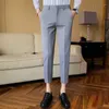Men's Suits 2023 Spring Autumn Fashion Men High Waist Trousers Solid Business Casual Suit Pants Gentleman Retro Slim Fit Bottoms N52