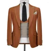 Men's Suits 3 Piece Check Men Slim Fit Brown Wedding Tuxedo For Groomsmen Custom Male Fashion Clothes Jacket Plaid Vest With Pants