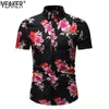 T-shirty męskie 2021 NOWOŚĆ Kwiatowe Koszule Męskie Mężczyzna Summer Slim Fit Casual Beach Shirt Mężczyzna z krótkim rękawem kwiatowy nadruk biznesowy W0322