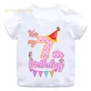 T-shirts Fille Anniversaire Dessin Animé T-shirt pour Filles Tshirt Numéro 2 3 4 5 6 7 8 Graphique Enfants Vêtements Garçons Lettre Imprimer Été À Manches Courtes 230322