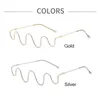 Sunglasses Frames Fashion Vintage Wave Shape Slimmer Look Ladies Fake Glasses Without Lens Diamond Eyeglasses Frame Decorative SunglassesFas