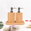 Lagringsflaskor bambu lotion flaska Eco Natural Wood EL Duschgel/Hand Soap Set Creative Shampoo Press