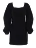 Robes de soirée Mnealways18 Robe de soirée en velours pour femmes, manches bouffantes, hiver, noir, sexy, moulante, col carré, robes formelles élégantes, 230322