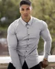 Casual shirts voor heren herfst mode lange mouw shirt heren super slanke fit mannelijke casual sociaal zakelijk shirt shirt merk mannen fitness sportkleding 230322