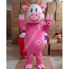 La mascotte della mucca rosa di vendite calde costumi l'abito dell'annuncio della mascotte della High School del vestito operato da tema del fumetto