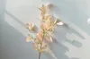 Fiori decorativi Champagne Rosa pallido Eucalipto Foglie artificiali Centrotavola verde polveroso vintage Moneta d'argento