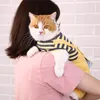 Cat Costumes 1Pcs Cotton-Padded Jacket Prevent Wool Comfortable Soft Suspenders Four Feet Warm Printed Polyester Household Pet Supplies