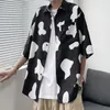 Camicette da donna Camicette da donna a maniche corte estive da donna con stampa di mucca Top Harajuku Casual da donna Camicetta da donna con bottoni