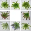 Dekorativa blommor multi gaffel konstgjorda växter simulering gräs plast ormbunkar gröna lämnar falska blomma växter bröllop hem dekoration bord