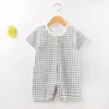 Jumpsuits Summer Baby Boys Girls Close Sorte Sleeve Romper 2023 Född ett stycke Klättringsavfall Pyjamas 3-24Mjumpsuits