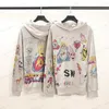 Heren Hoodies Sweatshirts Hip-Hop Dames oude grijze graffiti cartoon cartoon sweater met capoon sweaterjas T230322