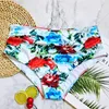 Calça de banho feminina de calça de banho estampada feminina ladra de biquíni alta primavera de moda de banho sexy tankinis conjunto calcinha brasileira