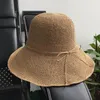 Wide Brim Hats Raffia Sun Hat Female Summer Korean Holiday Sunshade Cap Women Solid Color Protection Sunscreen Casual Dome Basin H7377