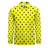 Casual shirts voor heren gele polka stip shirt herfst zwarte vlekken afdrukken casual shirts harajuku blouses lange mouw print kleding plus maat 230322